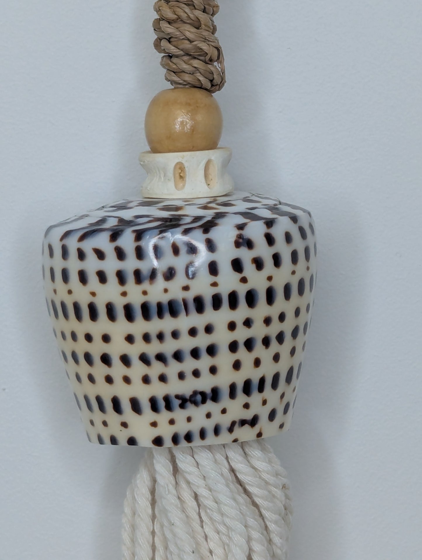 Suspension bois & coquillage Ficelle  Blanc 50 cm