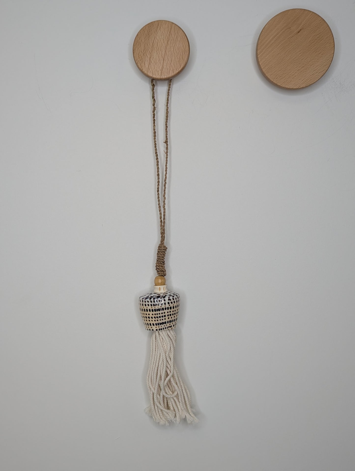 Suspension bois & coquillage Ficelle  Blanc 50 cm
