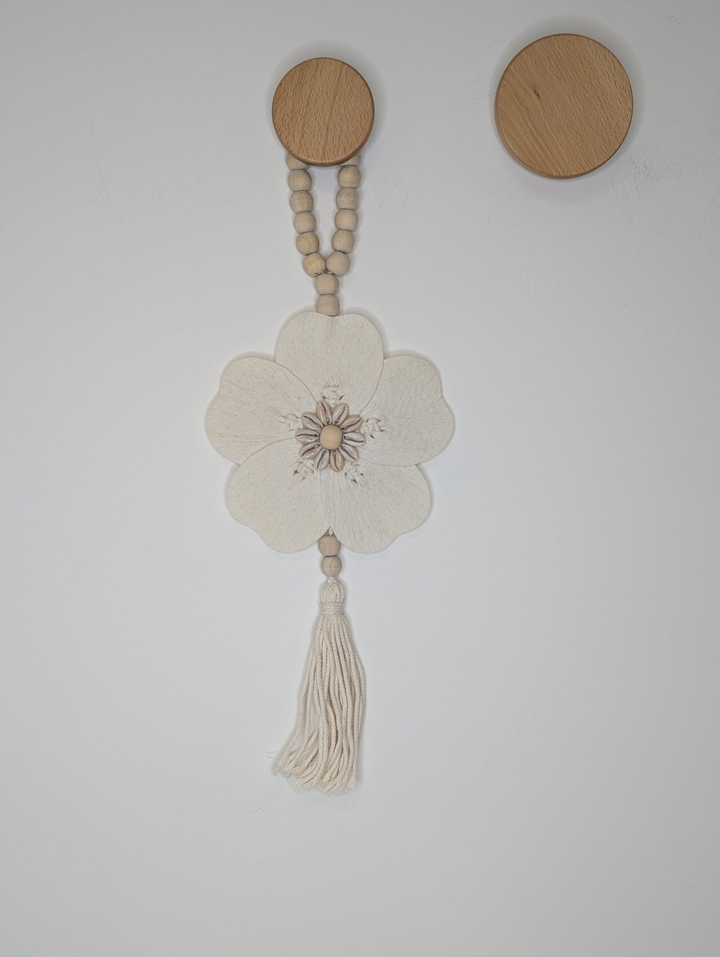 Suspension bois Fleur Ecru 50 cm