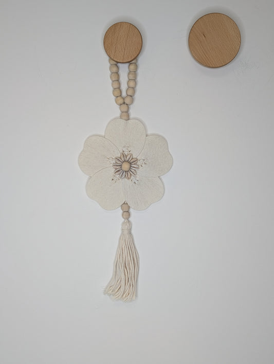 Suspension bois Fleur Ecru 50 cm