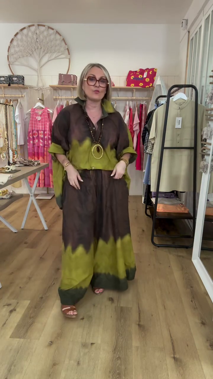Blouse tie and dye dégradé Vert pomme