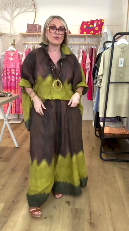 Pantalon tye and dye dégradé Vert pomme