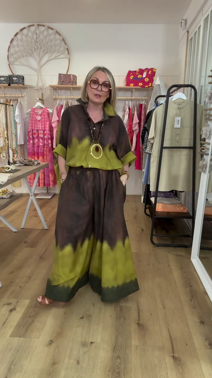 Blouse tie and dye dégradé Vert pomme