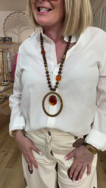 Chemise dos dentelle petit bouton doré manche Blanc