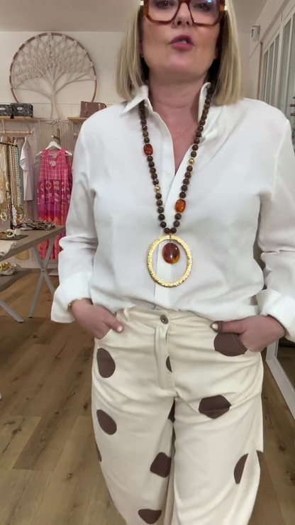 Chemise dos dentelle petit bouton doré manche Blanc